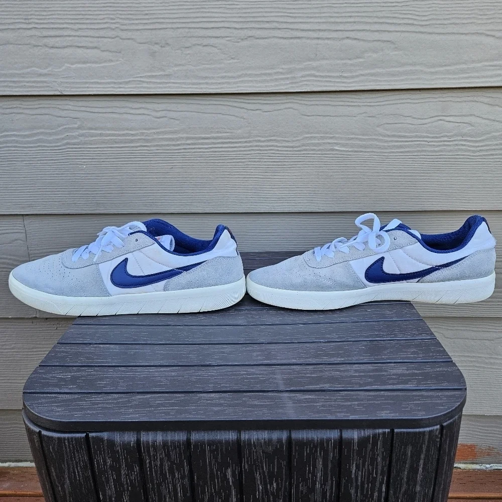 Nike Heritage Vulc SB White Gray Deep Royal Blue Shoes Mens Sneakers Size 9.5
